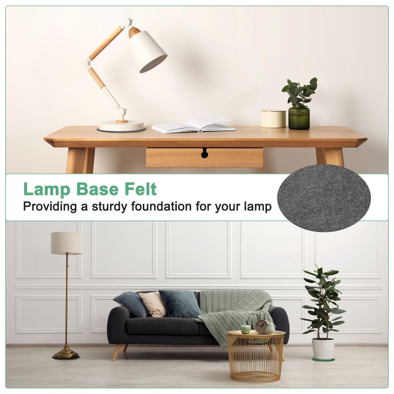 M METERXITY 10-Pack Lamp Base Felt, 4.5 Inch Dia. 2mm Thick Self Adhesive Round Fabric Felt Pads for Lamp/Furniture/DIY, Non-Slip Fiber Backed Patch Circles with Adhesive Backing [Grey] - Image 4